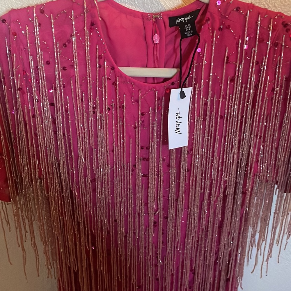 Nasty Gal Tassel Beaded Mini Shift Dress